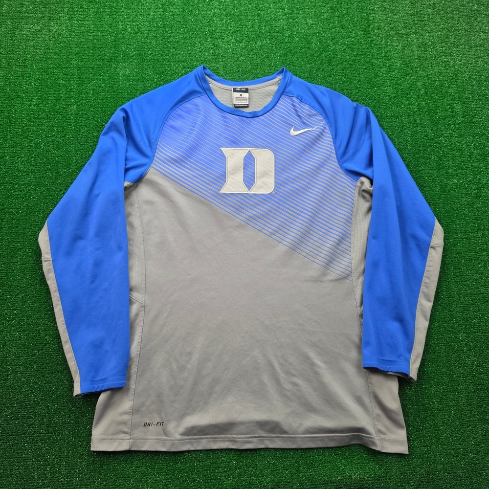 Nike Elite Duke Blue‎ Devils Training Top Shirt Mens Large Blue Gray Basketball